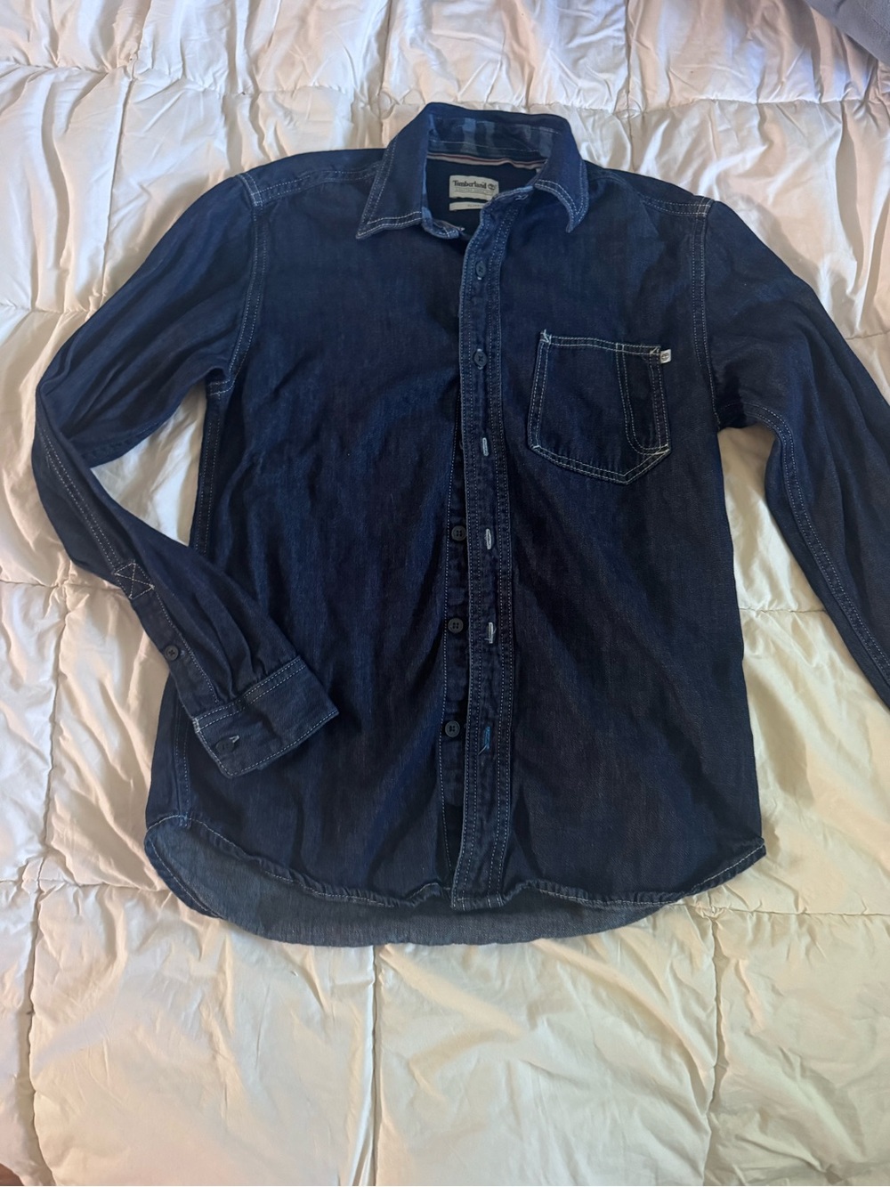 Timberland Dark Blue Denim Casual Button-Down Shirt